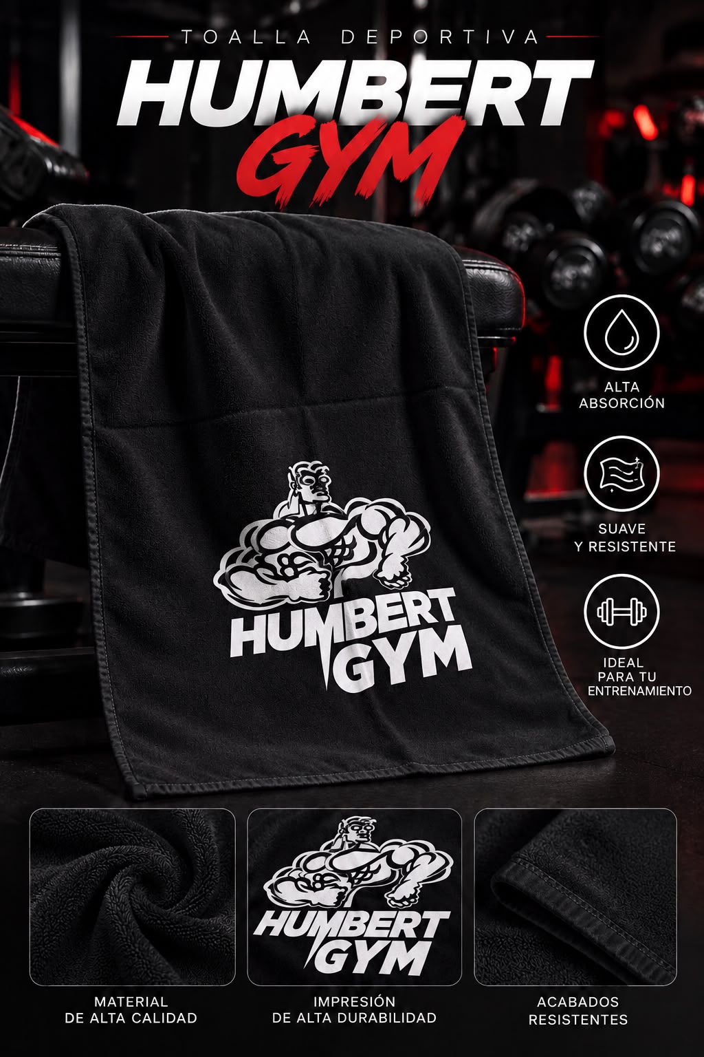 Toalla del HUMBERT GYM edicion 35 años el ORIGEN