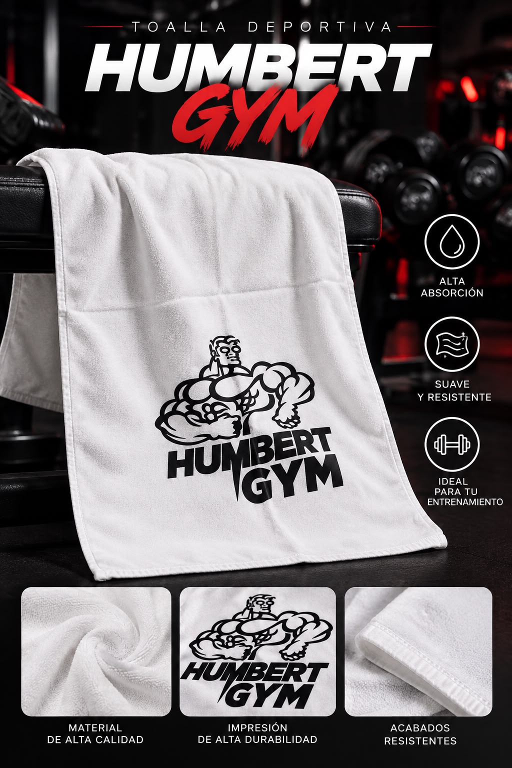 Toalla del HUMBERT GYM edicion 35 años el ORIGEN